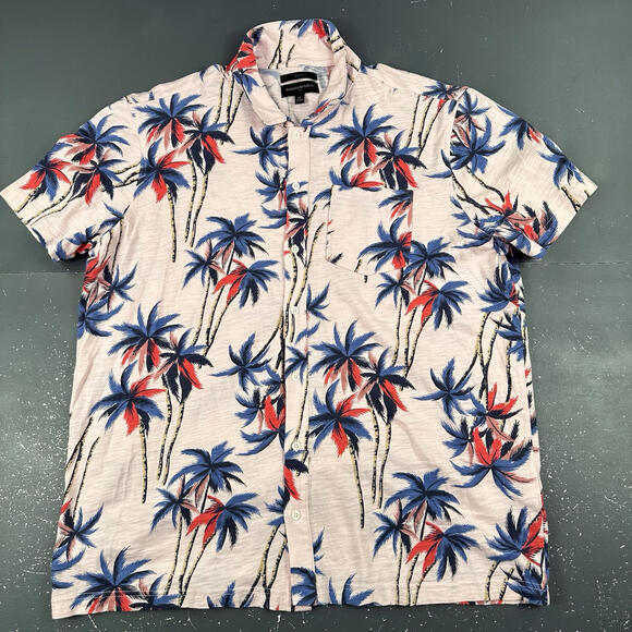 Banana Republic Other - Banana Republic Hawaiian Shirt Mens XL Light Pink All Cotton Palm Tree AOP Slim